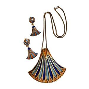 Incredible Rare 1960s Pristine Trifari Egyptian Revival Necklace Set (A9406)